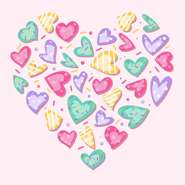 Esboço Corações Doodle Definido Vários Mão Diferente Desenhado Amor Coração — Vetor de Stock