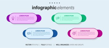 4 seçenek veya adımlı vektör bilgi tasarımı şablonu