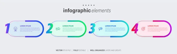 Σχεδιασμός Επιχειρηματικών Infographic Στοιχείων Εικονίδια Και Επιλογές Βήματα Εικονογράφηση Διάνυσμα — Διανυσματικό Αρχείο