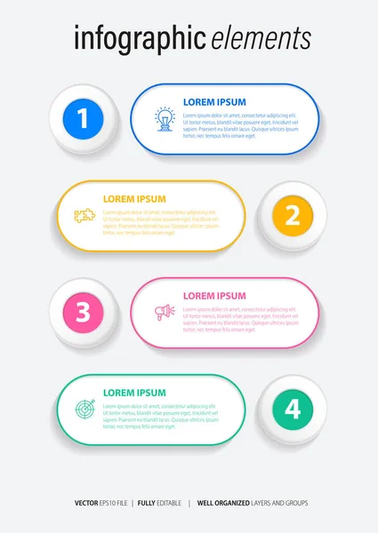 Concept Business Model Successive Steps Four Colorful Graphic Elements Timeline — Stock Vector
