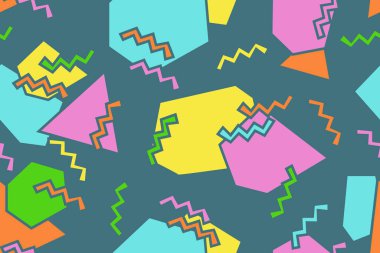 Premium Vector (124; Renkli Memphis tarzı nostaljik arka plan veya 80 'lerin pürüzsüz doksanları