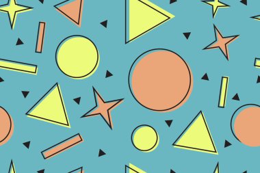 Premium Vector (124; Renkli Memphis tarzı nostaljik arka plan veya 80 'lerin pürüzsüz doksanları