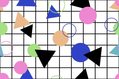 Premium Vector (124; Renkli Memphis tarzı nostaljik arka plan veya 80 'lerin pürüzsüz doksanları