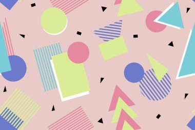 Premium Vector (124; Renkli Memphis tarzı nostaljik arka plan veya 80 'lerin pürüzsüz doksanları