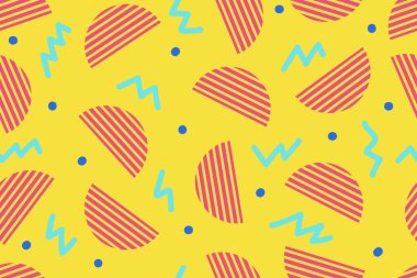 Premium Vector (124; Renkli Memphis tarzı nostaljik arka plan veya 80 'lerin pürüzsüz doksanları