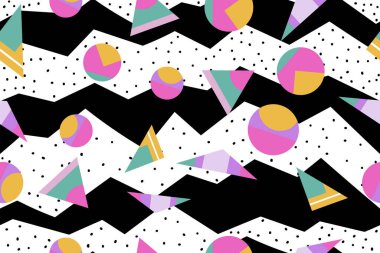 Premium Vector (124; Renkli Memphis tarzı nostaljik arka plan veya 80 'lerin pürüzsüz doksanları