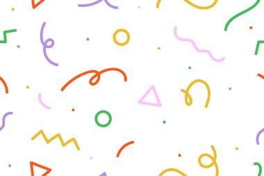 Retro 80 'ler - 90' lar kusursuz şekilli, elle çizilmiş şekiller. Vektör illüstrasyonu.