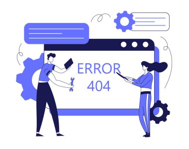 Hata 404 sayfasında küçük insanların düz vektör çizimi kavramı bulunamadı.