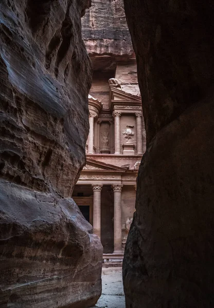 Khazneh Άλλως Treasury Petra Jordan Μνημείο Παγκόσμιας Κληρονομιάς Της Unesco — Φωτογραφία Αρχείου