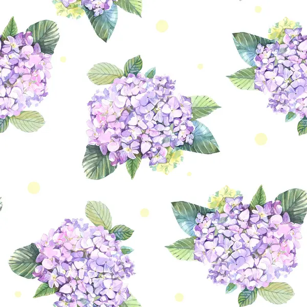 Hintergrundmuster Nahtlos Mit Hortensienblütenund Gezeichnet Stockbild