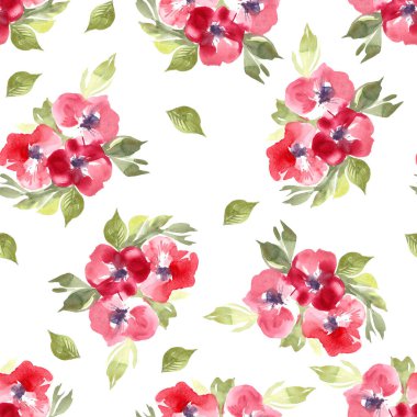 arka plan desensiz kart suluboya elle çizilmiş kırmızı elma ağacı çiçek açar