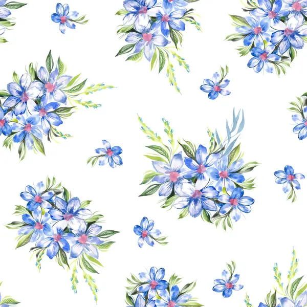 Hintergrund Muster Nahtlos Mit Blumen Blaue Kamille Stockbild