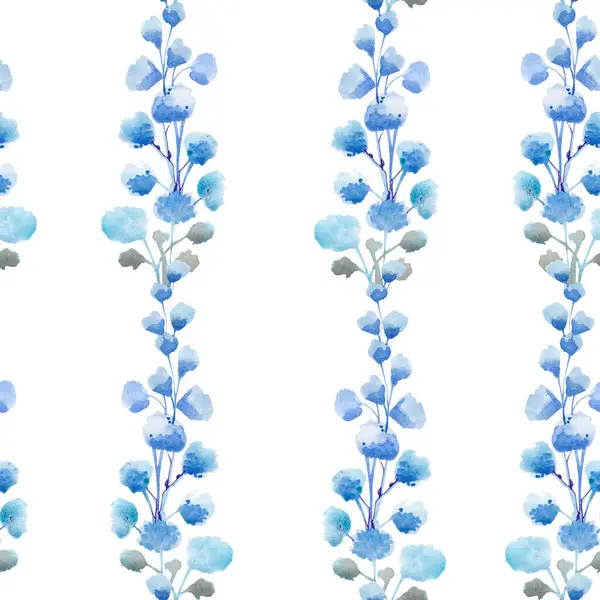 Hintergrund Nahtloses Muster Mit Zweigen Blaue Blumen Knospen Stockfoto