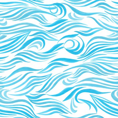 Beyaz arkaplanda mavi girdaplı kusursuz desen