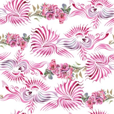 çiçek ve swirls ile Seamless Modeli