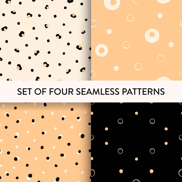 Stylish Seamless Repeat Pattern Set Polka Spots Circles Vector Illustration — Stock Vector