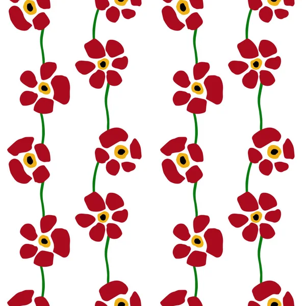 Абстрактный Красный Цветок Мака Повторяет Бесшовный Узор Векторная Иллюстрация Патент — стоковый вектор