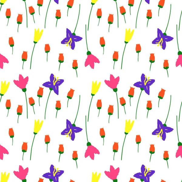 Enkelt Sömlöst Blommönster Med Fina Blommor Vektorillustration Mönster För Tryck — Stock vektor
