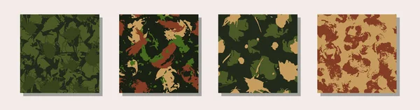 伪装抽象无缝模式集合 矢量图解 可打印的 带有手绘污迹 斑斑的军用图样采集 — 图库矢量图片