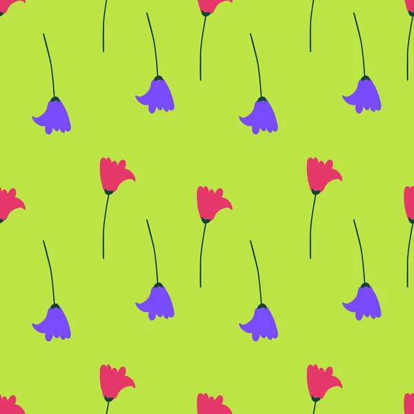 Nahtlos Einfaches Blumenmuster Mit Niedlichen Blumen Vektorillustration Muster Für Druck — Stockvektor