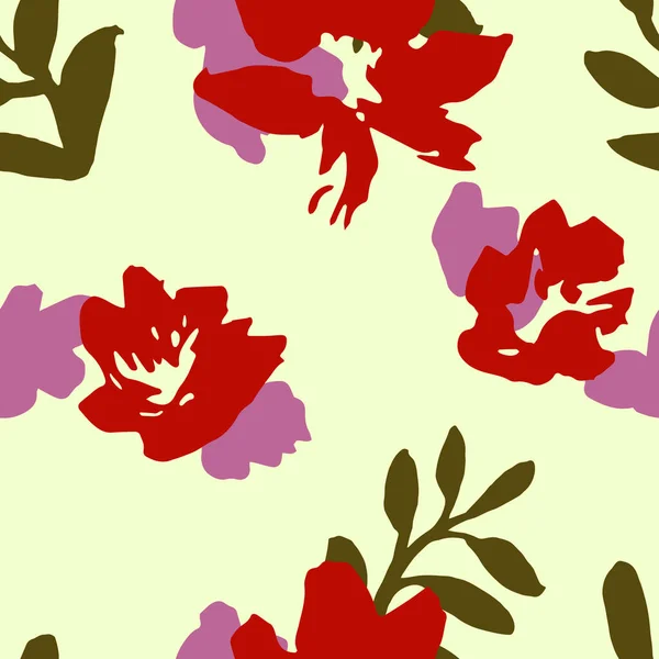 Модний Червоний Абстрактний Квітковий Безшовний Візерунок Векторні Ілюстрації Візерунок Друку — стоковий вектор