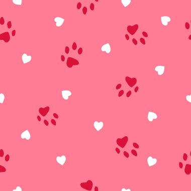 Hayvanın ayak izleri ve kalbinde iz yok. Vektör illüstrasyonu. 