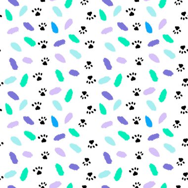 Oval benekli ve hayvan pençeli soyut desen. Vektör illüstrasyonu. 