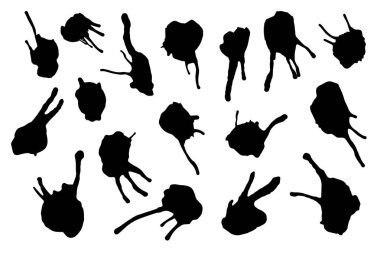 Büyük bir el çizimi sert siyah leke elementleri. Vektör illüstrasyonu. 