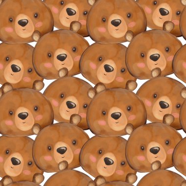 Güzel ayı pürüzsüz deseni. Suluboya tekstil hayvanları kusursuz desen koleksiyonu