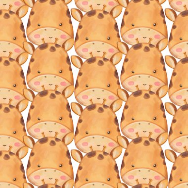 Güzel zürafa kusursuz desen. Suluboya tekstil hayvanları kusursuz desen koleksiyonu