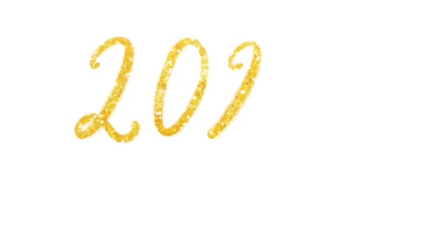 2023 Glitter Verschijnen Film Felicitaties Met Nieuwjaar Handgetekend Goud Tekst — Stockvideo