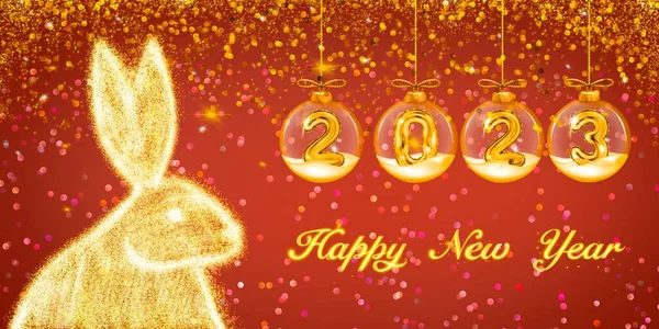 2023 Реалістичний Золотий Foil Balloons Confetti Gold Lights Luxury Red — стокове фото