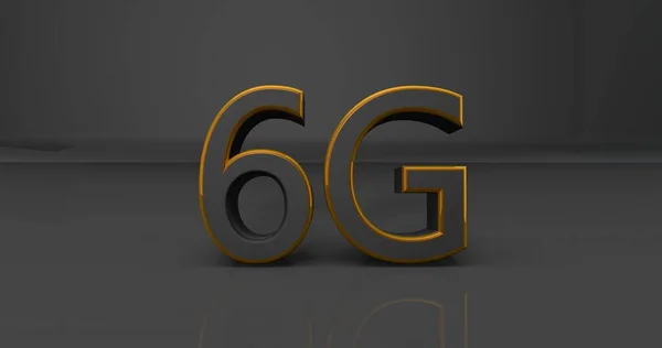 金フレームで6Gの黒のシンボル 3Dレンダリング 高速インターネットと新世代通信システム そうだ 高品質の3Dイラスト — ストック写真
