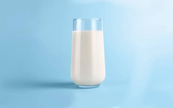 Close Glass Milk Blue Background High Quality Photo — Fotografia de Stock