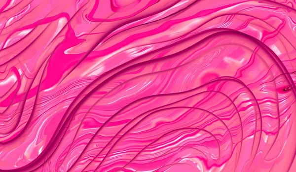 Psychedelic Waves Background Colorful Magenta Pink Marble Background Imitation Fluid — ストック写真