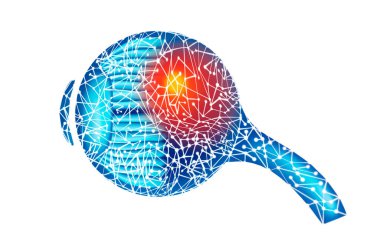 Mavi göz sistemi 3D illüstrasyon beyaz arka planda izole edildi. Pleksus ve çokgenler. Sağlıklı iç sistem. İlaç, tedavi, sağlıklı insan konsepti. Yüksek kalite fotoğraf