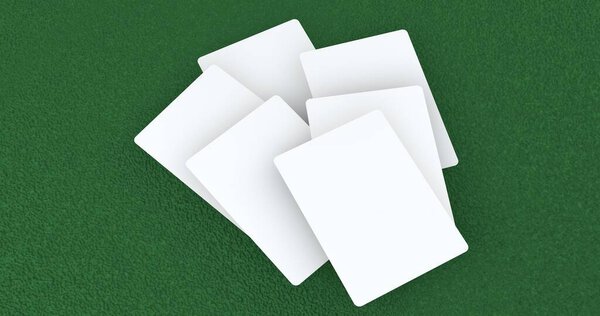 Playing cards mockup, deck of playing cards on green casino carpet. 3D rendering illustration. High quality 3d illustration
