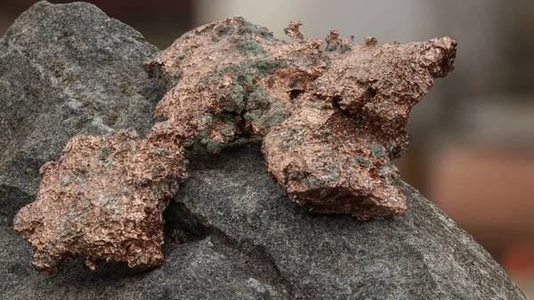 raw copper ore sample. Rocky natural background