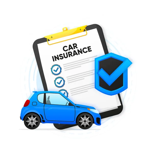 Bilförsäkringar Finansiering Bildar Pengar Koncept Bilförsäkring Ikon Vektor Dokument Vektorillustration — Stock vektor