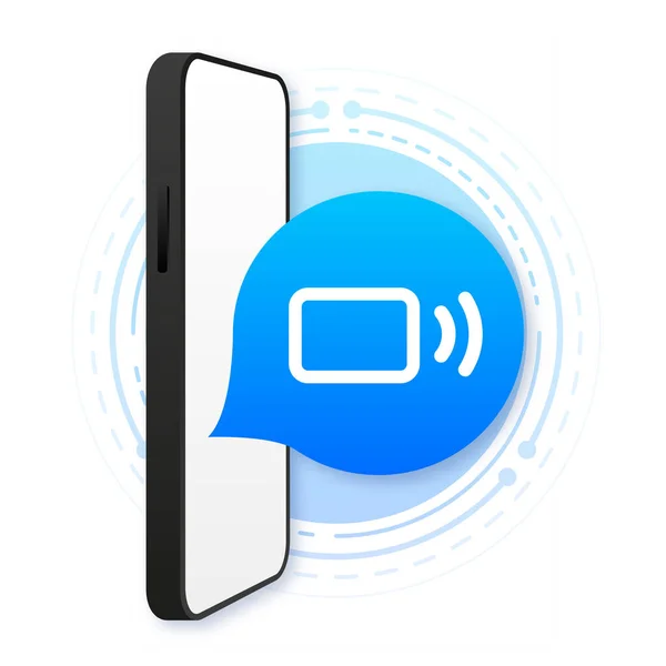 スクリーンデバイス上の非接触ワイヤレス支払い記号のロゴ Nfc技術コンセプト ベクターイラスト — ストックベクタ