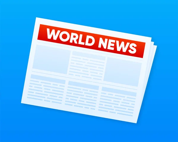 Wereldnieuws Opgevouwen Krant Blanco Voor Nieuws Pagina Sjabloon Vectorillustratie — Stockvector