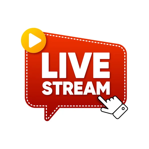 Pulsante Live Stream Icona Emblema Etichetta Live Stream Clicca Sul — Vettoriale Stock