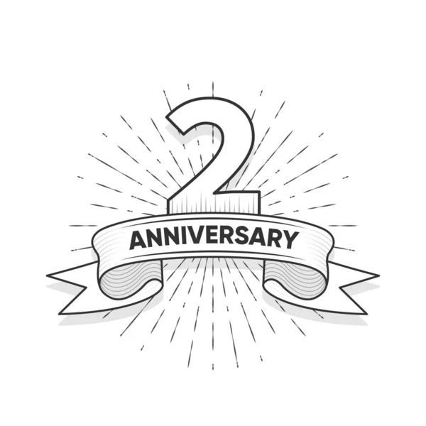 Zwei Jahre Jubiläum Logotyp Stil Mit Handschrift Für Feier Hochzeit — Stockvektor