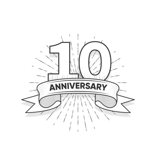 Zehn Jahre Jubiläum Logotyp Stil Mit Handschrift Für Feier Hochzeit — Stockvektor