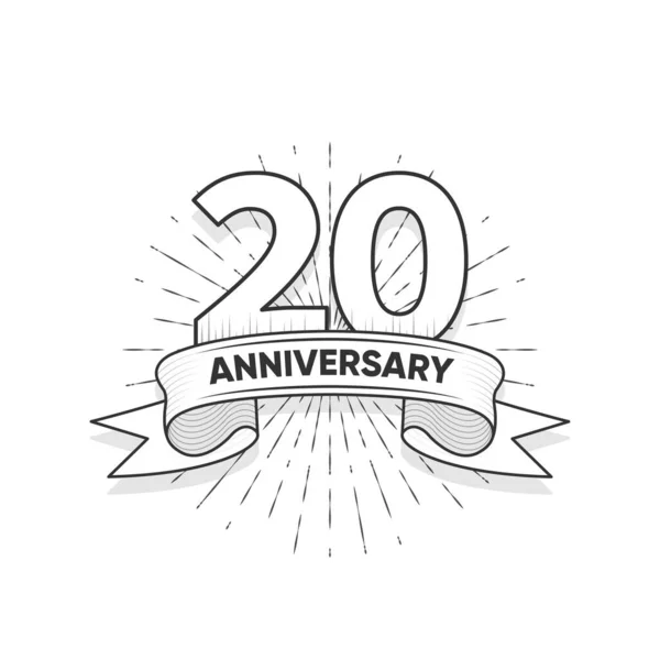 Zwanzig Jahre Jubiläum Logotyp Stil Mit Handschrift Für Feier Hochzeit — Stockvektor