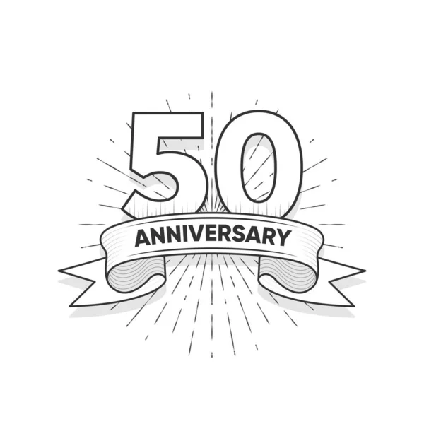 Fünfzig Jahre Jubiläum Logotyp Stil Mit Handschrift Für Feier Hochzeit — Stockvektor