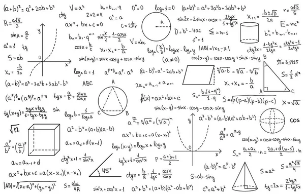 Teoria Matematyki Formuła Matematyczna Ręcznie Pisane Symbole Odizolowane Białym Tle — Wektor stockowy