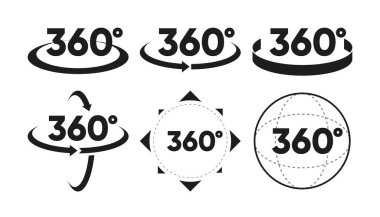 360 Degrees View related line icon set. Collection signs in different design. Vector illustration