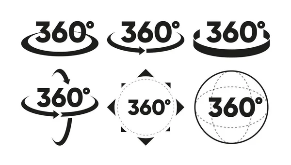360 Degrees View Related Line Icon Set Collection Signs Different — Stockvector