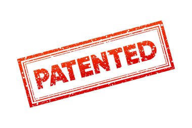 Red Patented square stamp on a white background. Patent Stamp badge. Patented licensed badge label. Vector illustration